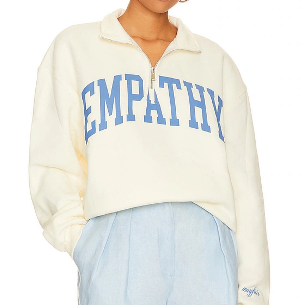 The mayfaire group empathy always quarter zip cream sweatshirt XS/M